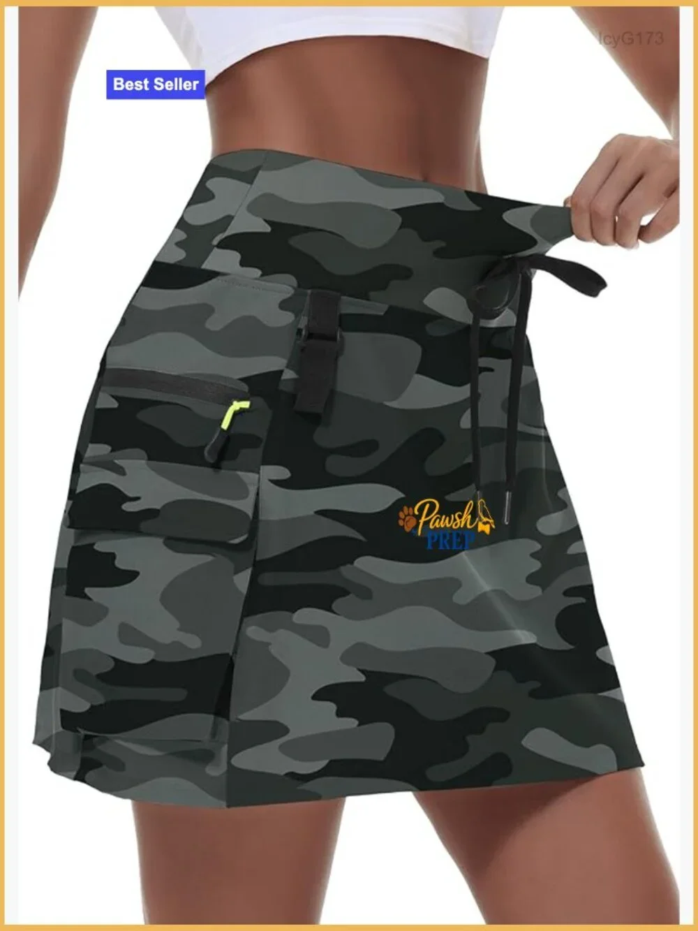 Hiking Cargo Skort with Zipper Pockets, Quick Dry, High Waisted